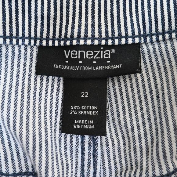 Venezia Womens 22 Plus Vertical Striped Jean Shorts - Picture 8 of 9